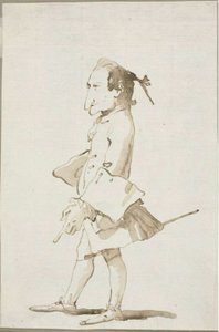 Karikatyyri miehestä, täyspitkä, kasvot vasemmalle tekijältä Giambattista Tiepolo