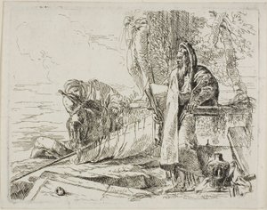 Pysyvä filosofi ja kaksi muuta hahmoa, Capricci tekijältä Giambattista Tiepolo