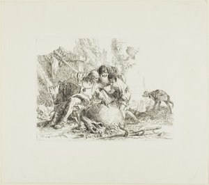 Kaksi taikuria ja lapsi, Scherzistä tekijältä Giambattista Tiepolo