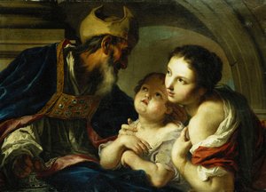 Pyhä Nikolaus Barilainen kahden lapsen kanssa, tekijältä Giambettino Cignaroli
