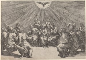 Helluntai tekijältä Gian Jacopo Caraglio after Raphael