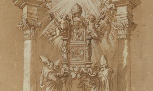 Tutkimus Pyhän Pietarin "Cattedra" tekijältä Gian Lorenzo (studio of) Bernini