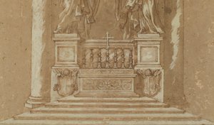 Tutkimus Pyhän Pietarin "Cattedra" tekijältä Gian Lorenzo (studio of) Bernini