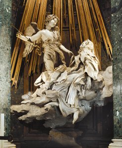 Italia, Rooma, Santa Maria della Vittorian kirkko, Pyhän Teresan Avilalaisen ekstaasi tekijältä Gian Lorenzo Bernini