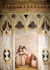Talvikävely, goottilaisen paviljongin huoneesta, Foresteriassa, 1757 tekijältä Giovanni Domenico Tiepolo