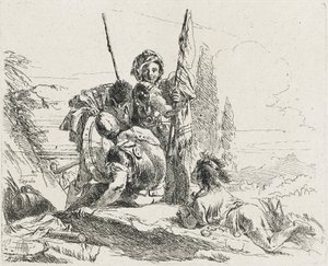 Kolme sotilasta ja poika, 1749 tekijältä Giovanni Domenico Tiepolo