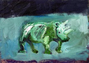 Sarvikuono, 2002, (öljy paperille) tekijältä Gigi Sudbury