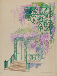 Valurautainen kuistin kaide, n. 1936.