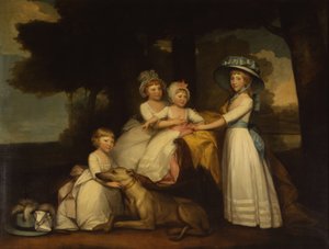 Muotokuva Northumberlandin toisen herttuan ja herttuattaren lapsista - Lady Elizabeth Percy, jaarli Percy, Lady Julia Percy ja Lady Agnes Percy.