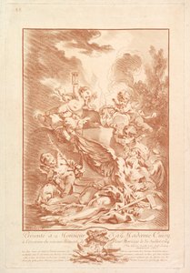 Allegoria avioliiton muistolle Allegoria muistojuhlille o..., 1700-luvun puoliväli. tekijältä Gilles Demarteau