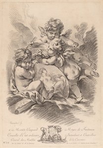 Allegoria maalaamisesta kolmella kerubilla (99) tekijältä Gilles Demarteau the Elder after François Boucher