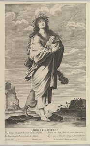 Eritrealainen Sibyl, n. 1635. Tekijät: Gilles Rousselet, Abraham Bosse.
