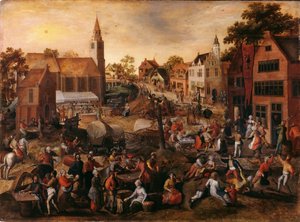 Village Fair Saint-Jorisissa (öljy paneelissa)