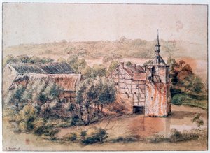 Maisema talojen kanssa, c1643-1687