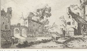 Granja i torre sobre un riu (Het Heor) Paisatges amb els cinc sentits (títol de la sèrie) acaben tekijältä Gillis van Scheyndel (I)