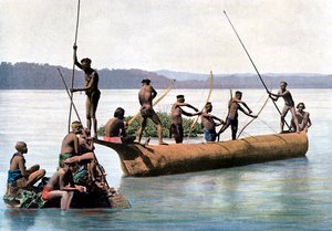 Kalastus jousella, Andamaanit ja Nikobarsaaret, Intian valtameri, c1890.