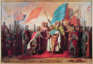 Kolmas ristiretki (1189-1192): Filip Augustuksen (Ranskan Filip II) tapaaminen ja kädenpuristus.