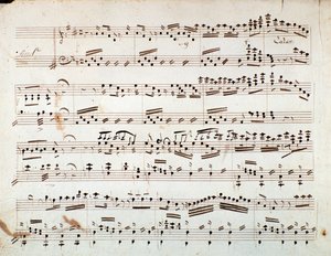 Ensimmäinen sivu nuotteja Gioacchino Rossinin oopperan Otellon supistetun sinfonian pianolle