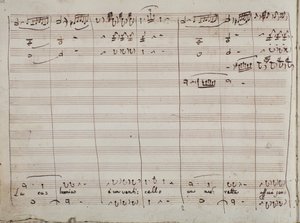 Musiikkikappale La calunnia e un venticello -ariaan Sevillan parturi (muste paperille)