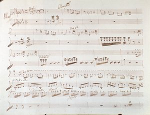 Sivu viulun partituurista Gioacchino Rossinin sinfoniaa Cinderella tai Goodness Triumphant
