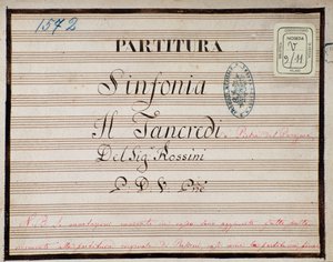 Nuotit Gioacchino Rossinin oopperaan Tancredin supistetun sinfonian pianolle