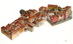 Venetsian juutalaisgheton jälleenrakentaminen synagogineen Cannaregion kaupunginosassa. Italia. tekijältä Giorgio Albertini
