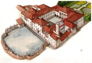 Näkymä 1600-luvulla rakennettuun Arese Borromeon palatsiin Cesano Madernossa, Italiassa. tekijältä Giorgio Albertini