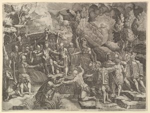 Sinon Deceiving the Troijans, 1540-luvun puoliväli. tekijältä Giorgio Ghisi