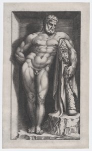 Rooman loiston peili: Farnese Hercules, 1500-luku, 1500-luku. tekijältä Giorgio Ghisi