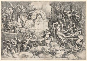 Prokriksen kuolema, n. 1540. tekijältä Giorgio Ghisi