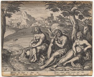 Vertaus kylväjästä ja siemenestä: Siemen putoaa tien varrella (Gerard Van Groeningenin mukaan, aktiivinen Antwerpen 1563-1573) tekijältä Giorgio Ghisi