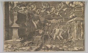Hesekielin näy, 1554, julkaistu uudelleen 1595. tekijältä Giorgio Ghisi