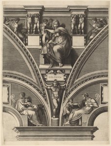 Delphic Sibyl tekijältä Giorgio Ghisi after Michelangelo