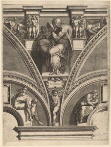 Persialainen Sibylla tekijältä Giorgio Ghisi after Michelangelo