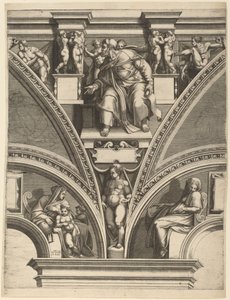 Profeetta Hesekiel tekijältä Giorgio Ghisi after Michelangelo