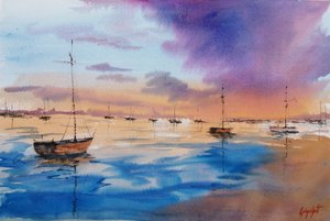 Purple Sunset -venesatama tekijältä Giorgio Gosti