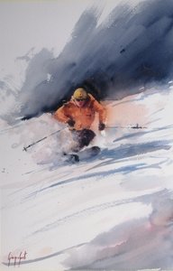 Hiihtäjä puuterilumessa tekijältä Giorgio Gosti