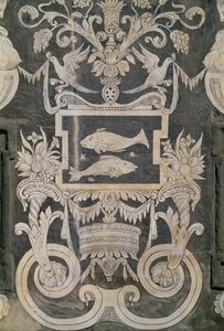 Allegoriset hahmot ja horoskooppimerkit, Giorgio Vasari, Tommaso Battista del Verrocchio ja Alessandro Forzori, Palazzo dei Cavalieri tai Palazzo della Carovana, Piazza dei Cavalieri, Pisa, Toscana, Italia tekijältä Giorgio Vasari