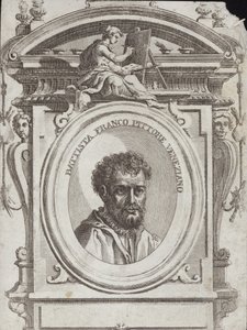 Battista Franco Veneziano, syntynyt Giovanni Battista Franco, italialainen taiteilija. Kaiverrus Giorgio Vasari tekijältä Giorgio Vasari