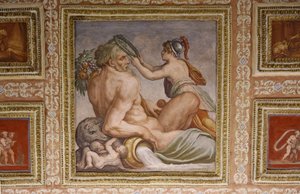Ceres imettävä Triptolemus, yksityiskohta Altovitin katosta, 1553 fresko tekijältä Giorgio Vasari