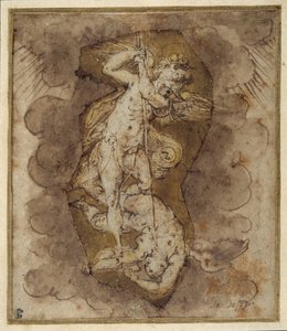 Piirros Pyhän Mikaelin holvin enkeleistä, n.1511-74 (kynä, muste ja tussi). tekijältä Giorgio Vasari