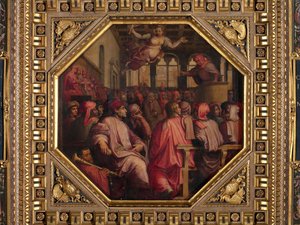 Antonio Giacominin puhe Pisan sodan puolesta Sala dei Duecentossa. tekijältä Giorgio Vasari