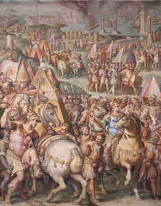 Keisari Maximilian purkaa Livornon piirityksen, 1568-1571 tekijältä Giorgio Vasari
