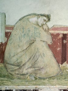 Pyhän Franciscuksen ilmestyminen pyhälle Antoniukselle, Giotto (1267-1337), fresko, yksityiskohta, Santa Crocen basilika, Bardi-kappeli, Firenze,1325-1330. tekijältä Giotto (c.1266 1337)