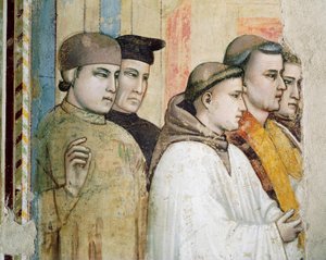 Italia, Firenze, Pyhän Ristin basilika, Bardin kappeli, Pyhän Franciscuksen kuolema tekijältä Giotto (c.1266 1337)