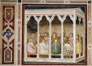 Helluntai, yksityiskohta Kristuksen elämästä ja kärsimyksestä, kirjoittanut Giotto tekijältä Giotto (c.1266 1337)