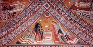 Kirkon tohtorit: Pyhä Augustinus Hippo (fresko tekijältä Giotto (c.1266 1337)