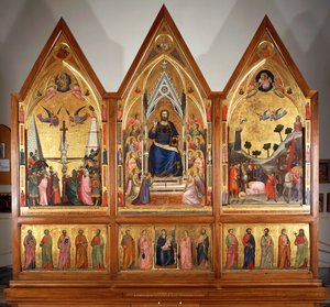 Stefaneschi-triptyykki, edessä, noin 1320, kirjoittanut Giotto (1267-1337), tempera paneelissa, keskipaneeli 178x89 cm tekijältä Giotto (c.1266 1337)