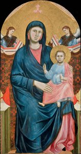Giotto di Bondonen (1266-1377) Madonna ja lapsi istuu kahden enkelin kanssa. Tempera paneelissa, c. 1288, Santo Stefanon hiippakunnan museo Firenzessä tekijältä Giotto (c.1266 1337)