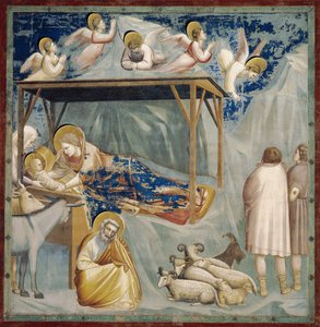 Giotto (1267-1337) Syntymä, yksityiskohta freskosarjasta Kristuksen elämä ja kärsimys